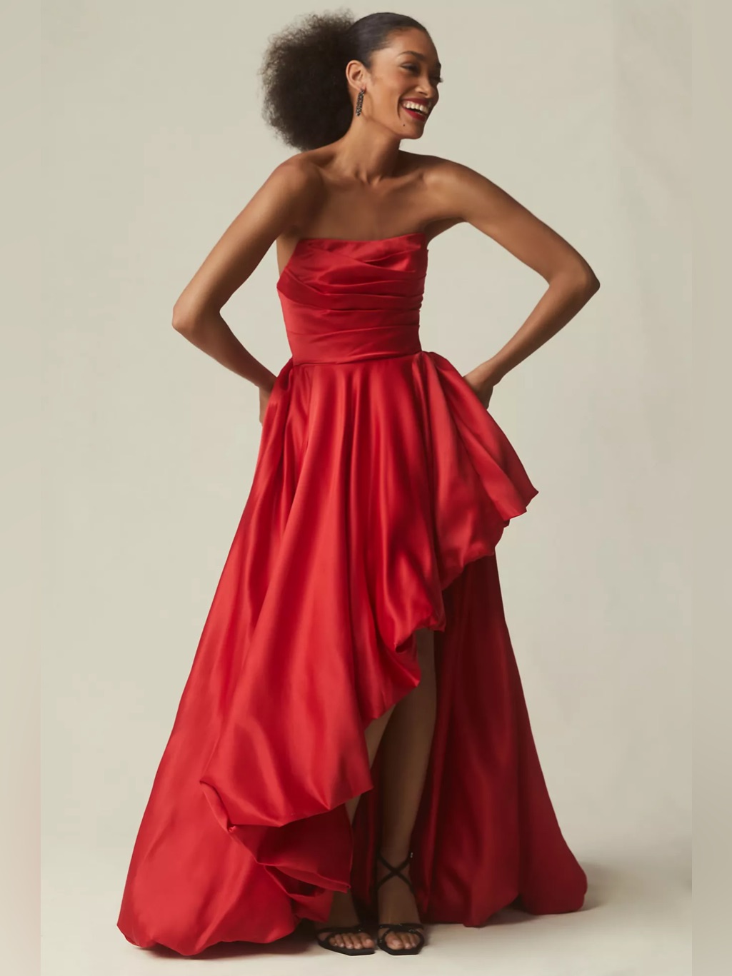 Mac Duggal Strapless Asymmetrical Maxi Dress